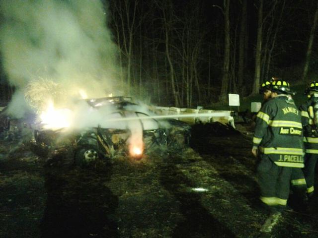 Car fire training at the FTC. Photo by Vincent P. Tuzzolino. 4/15/2013